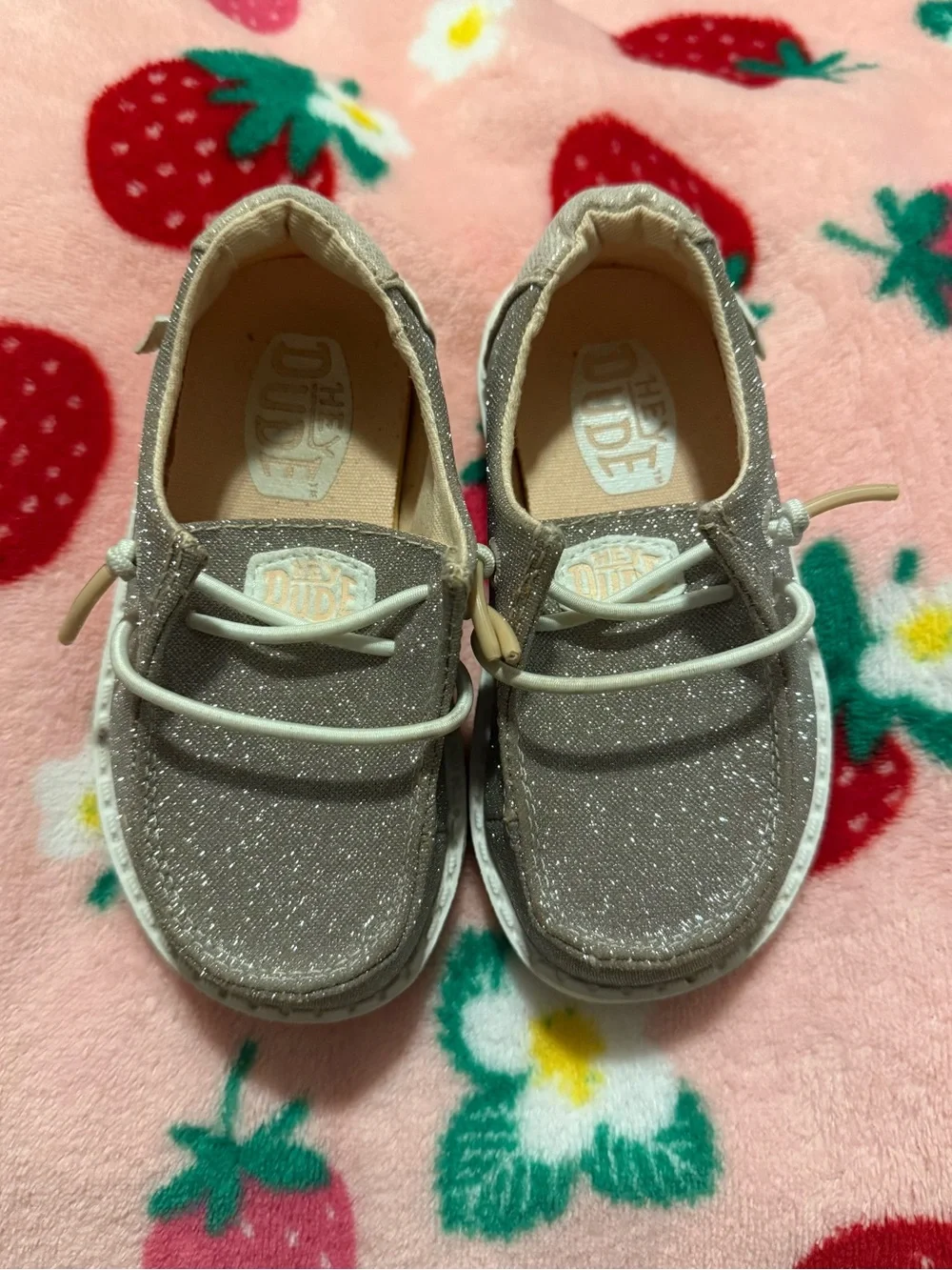 Hey Dude Kids Glitter Slip-On Sneakers in Sparkling Taupe
